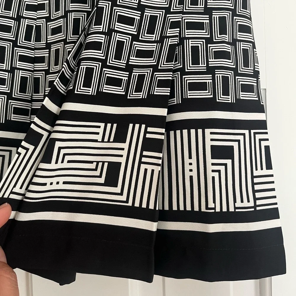 Karl Lagerfeld Black White Geometric Lightweight Pleated Mini Skirt,Women’s Sz 6 - Picture 10 of 16